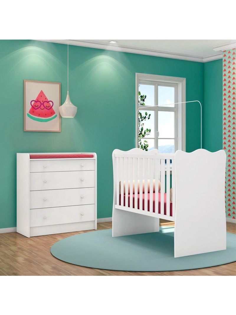 Quarto De Bebê Berço E Gaveteiro York Branco