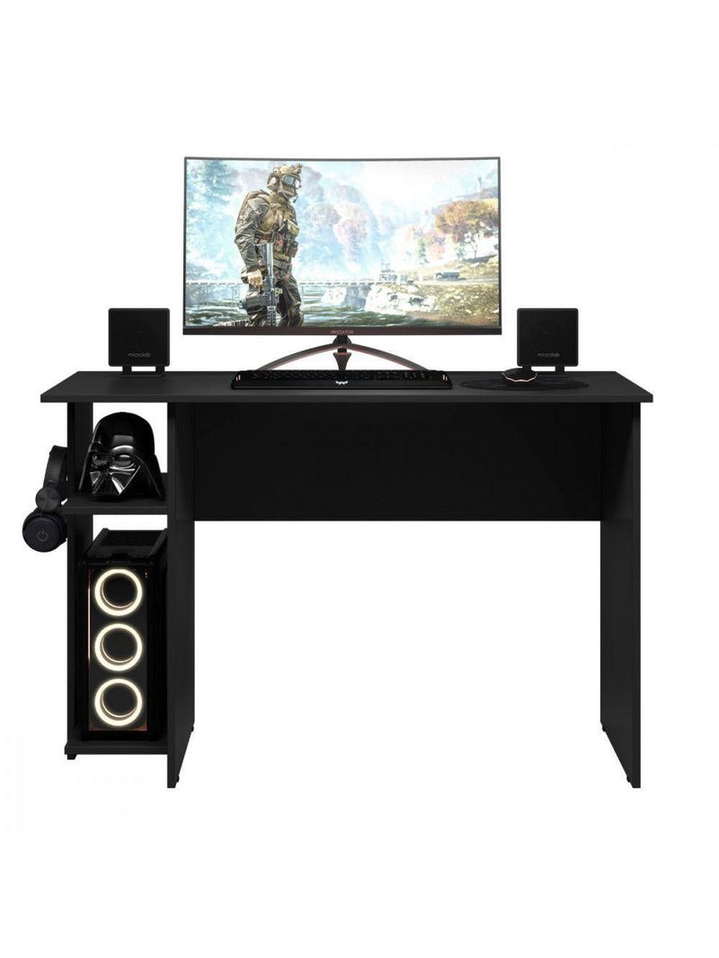 Escrivaninha Para Escritório Ou Gamer Preto Fosco Qmovi