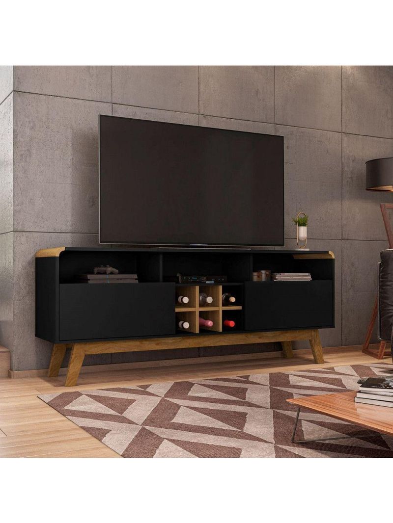 Rack Para Até 65\" Larimar Bechara Preto Fosco C/Cinamomo