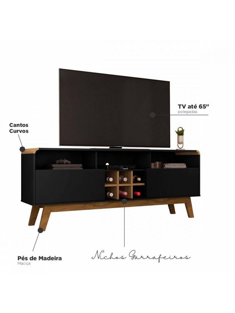 Rack Para Até 65\" Larimar Bechara Preto Fosco C/Cinamomo