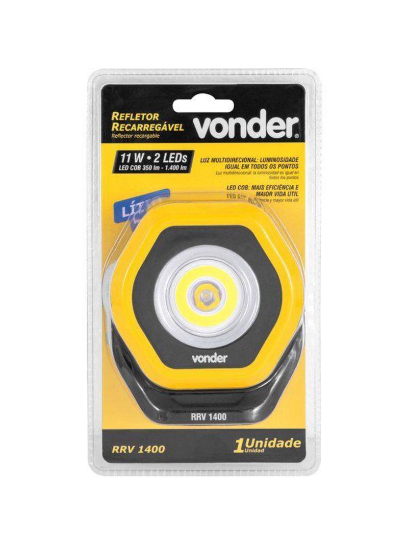 Refletor recarregável led cob 1400 lm rrv 1400 vonder