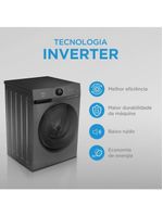 Lava e Seca Midea Slim HealthGuard Smart 11kg Titanium MF201D110WB