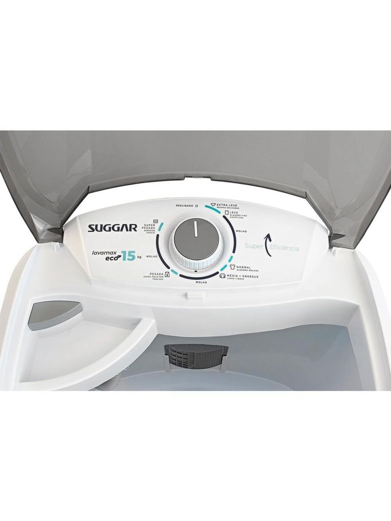 Lavadora suggar lavamax eco 15kg 6 programas de lavagem 500w branca