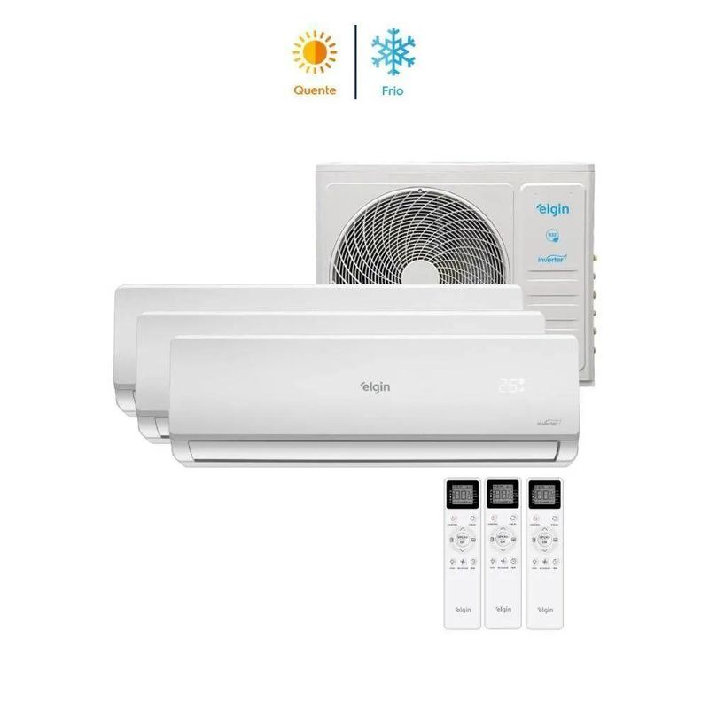 Ar Condicionado Tri Split Elgin 27000 BTUs (HW 1x09K + 2x12K) Quente e Frio Inverter 220V R32 MTQE27C2CB
