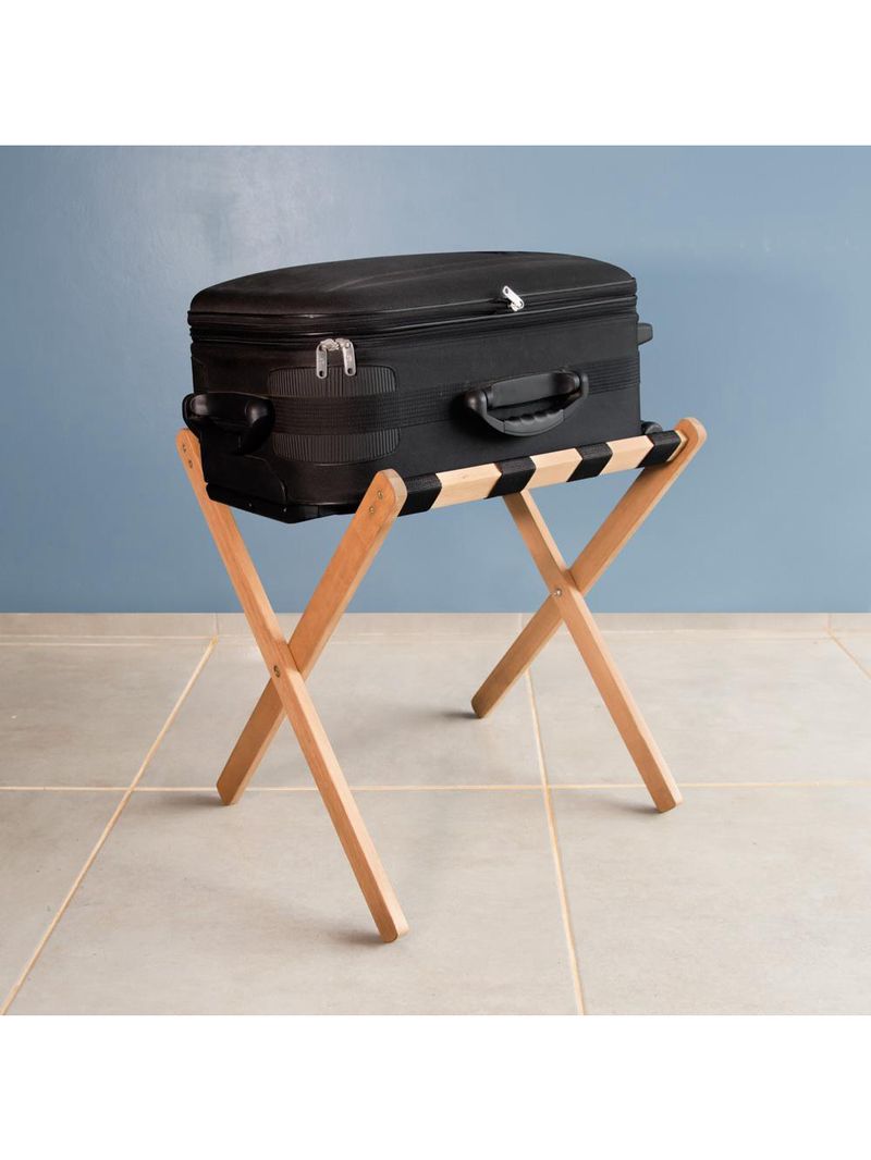 Suporte de malas para hotel pousada dobrável madeira