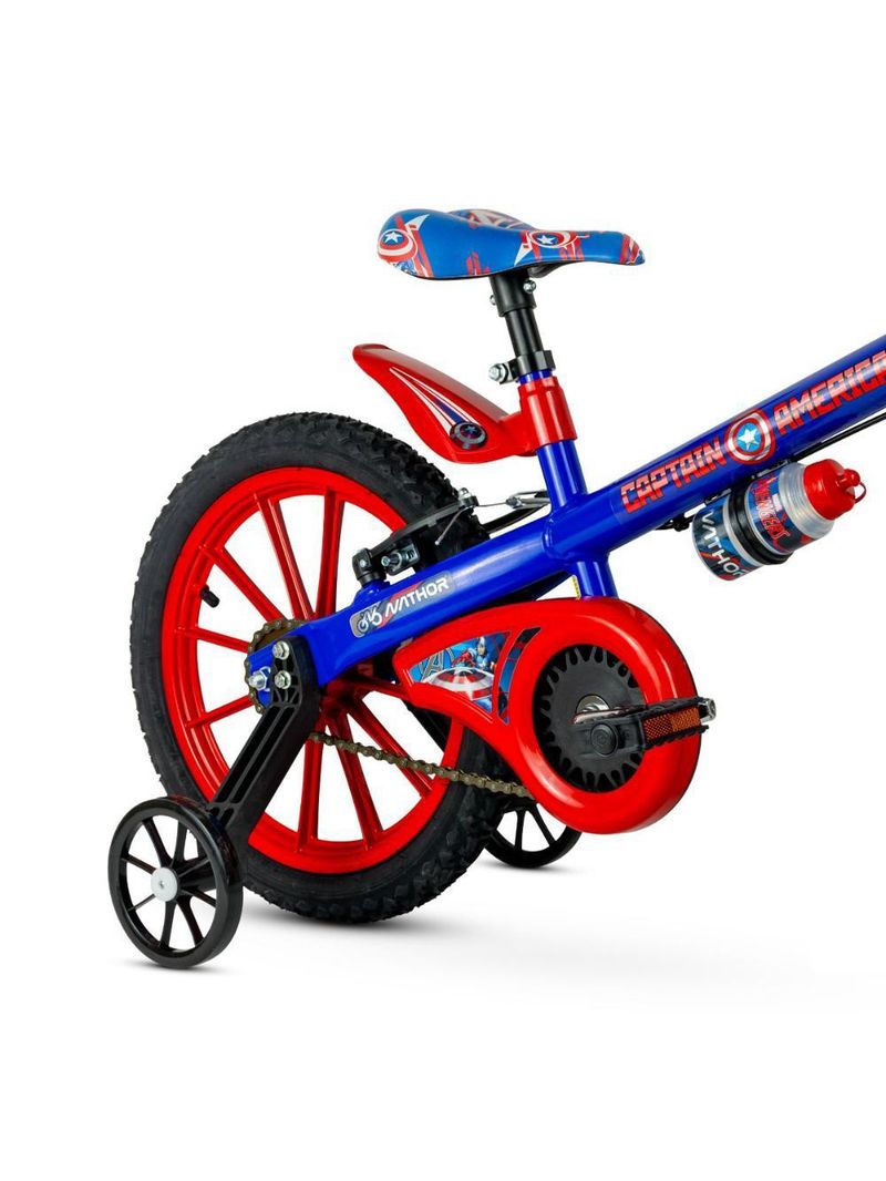 Bicicleta infantil aro 16 com rodinhas capitão américa nathor