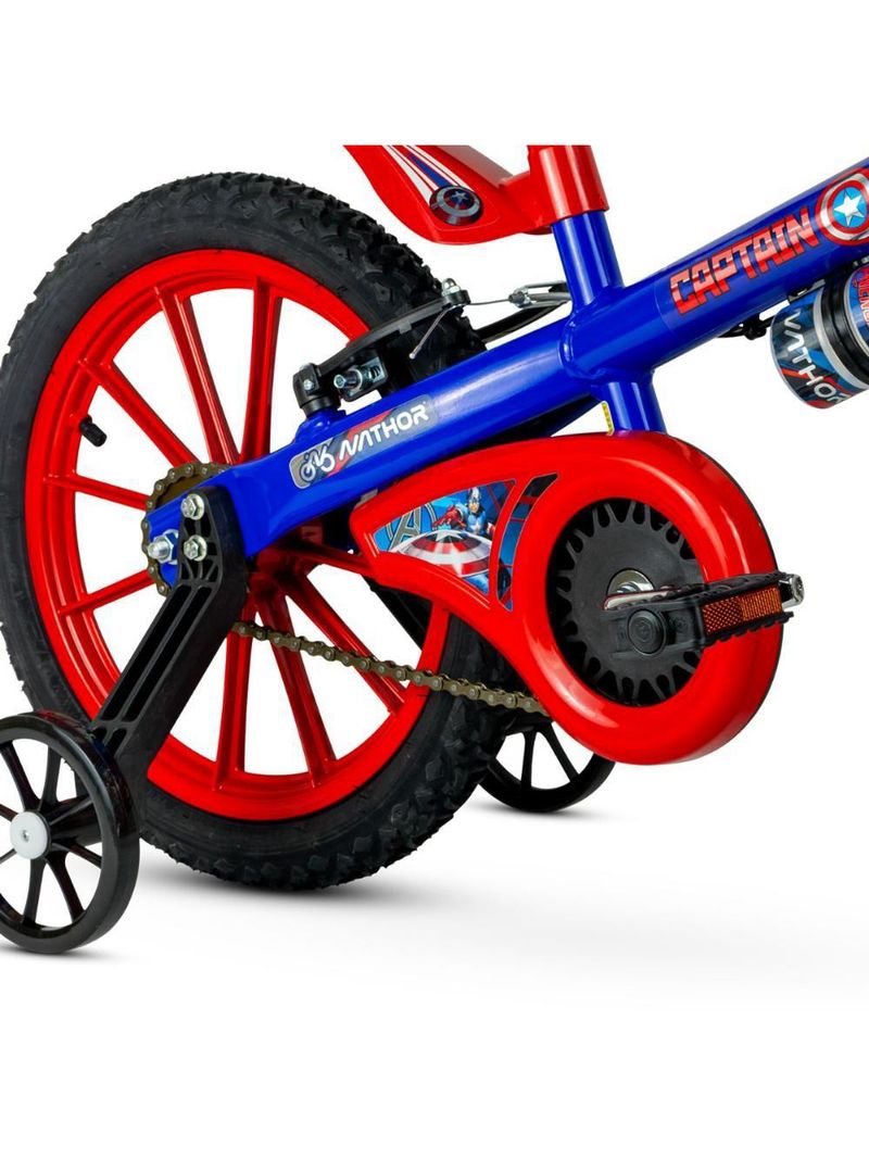 Bicicleta infantil aro 16 com rodinhas capitão américa nathor