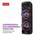 Torre de som aiwa t2w-02 2300w woofers 10" bluetooth rgb bivolt
