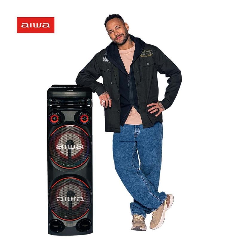 Torre de som aiwa t2w-02 2300w woofers 10" bluetooth rgb bivolt