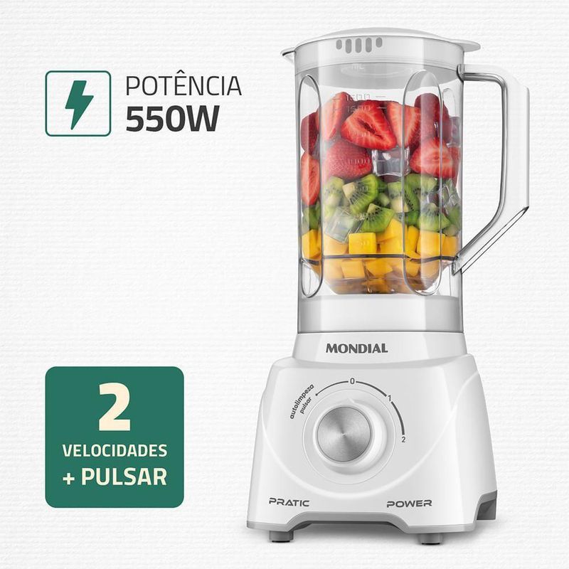 Liquidificador Pratic Power Mondial Branco L-97-W 60hz 127V