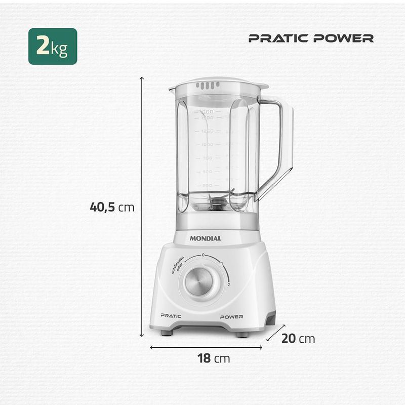 Liquidificador Pratic Power Mondial Branco L-97-W 60hz 127V