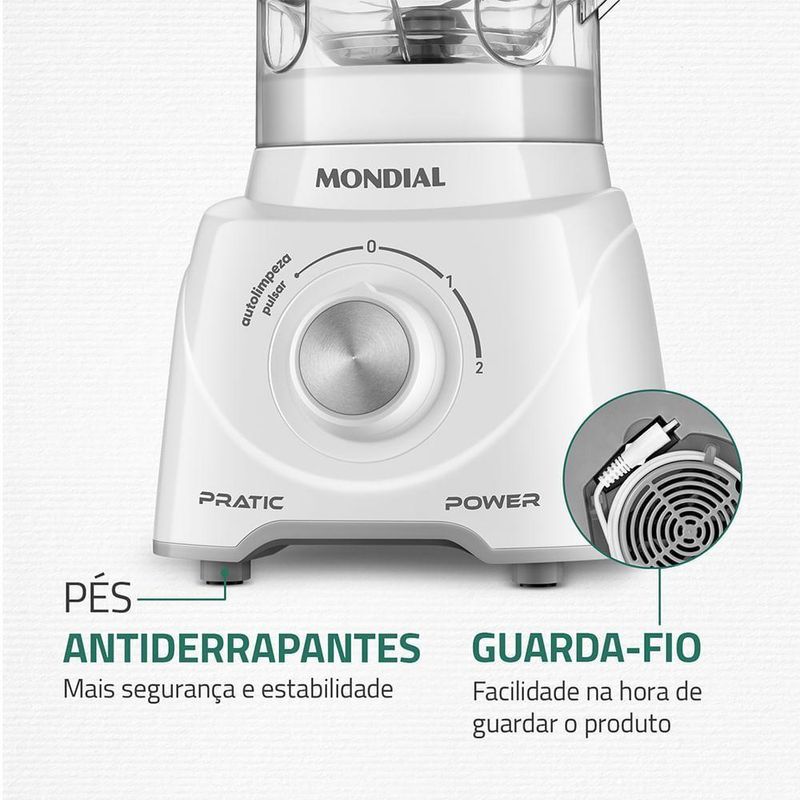 Liquidificador Pratic Power Mondial Branco L-97-W 60hz 127V