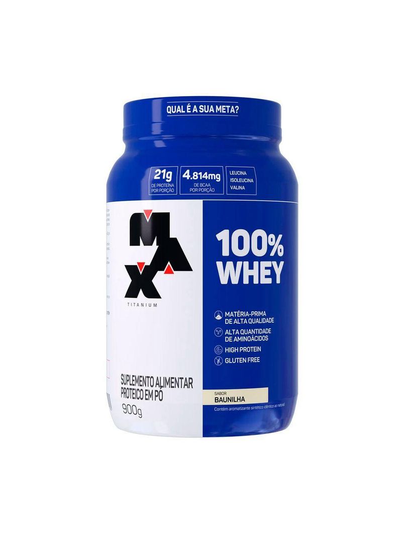 Whey Protein 100% Concentrado 900gr Baunilha Max Titanium