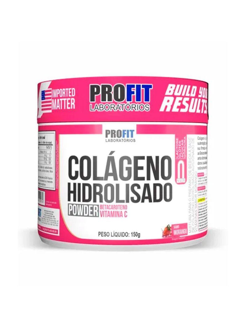 Colageno Hidrolisado Em Pó 150g Sabor Morango Profit