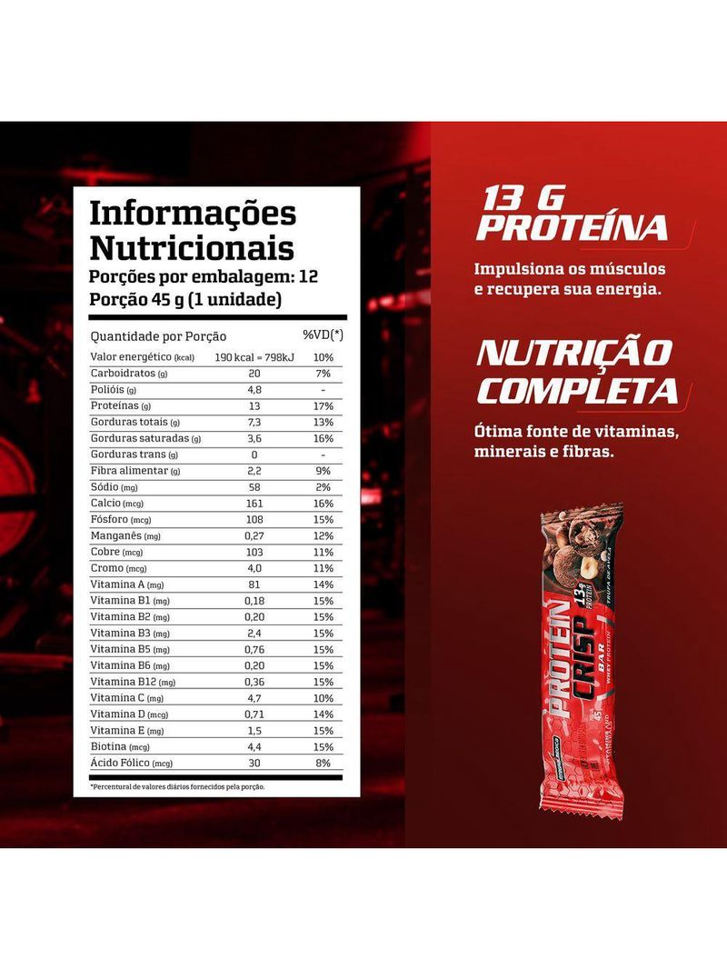 Barra Proteína Whey Crisp Bar 12 Unidades - Integralmedica Trufa De Avelã