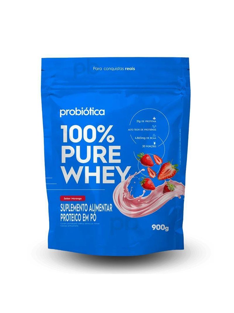 Whey Concentrado 100% Pure (refil) Probiótica 900g Morango