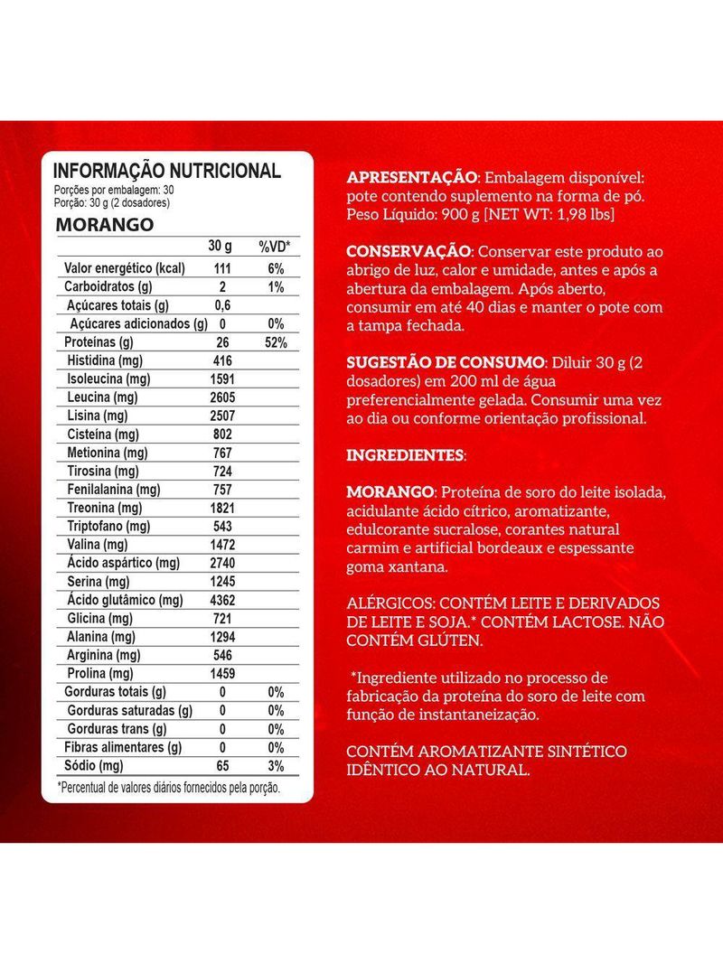 Whey Protein Integralmedica Iso Triple Zero 900g Pote Morango