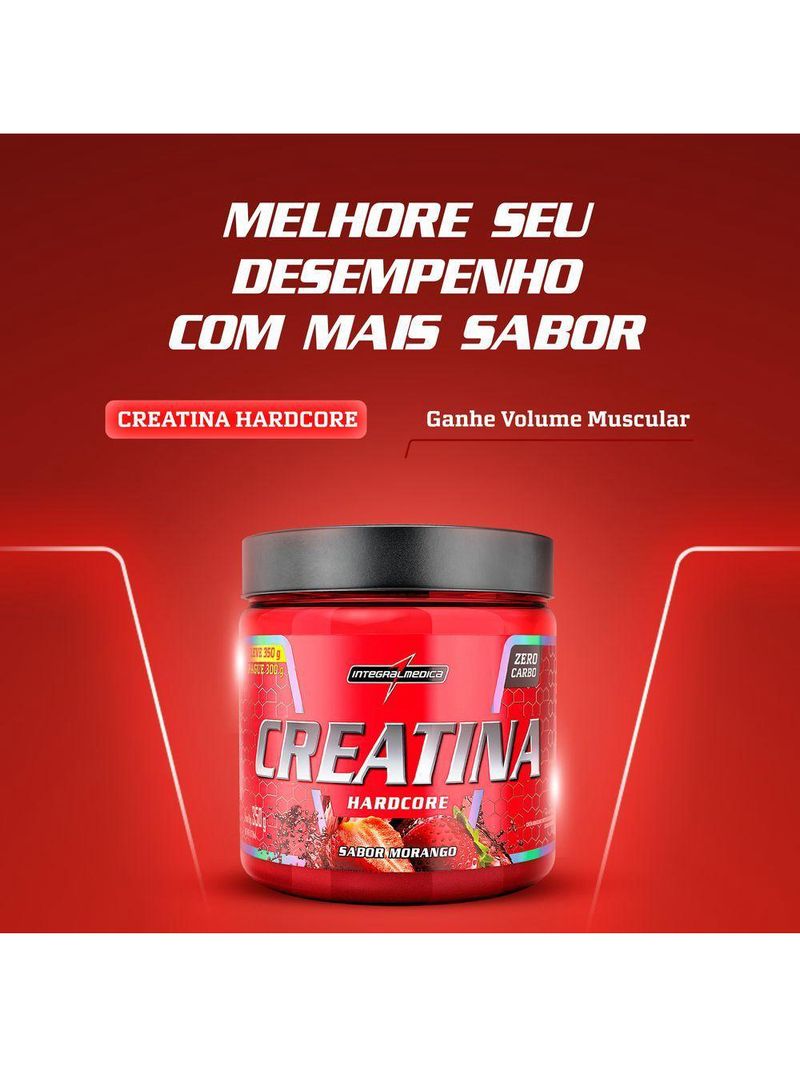 Creatina Hardcore Integralmédica Com Sabor 350g Morango