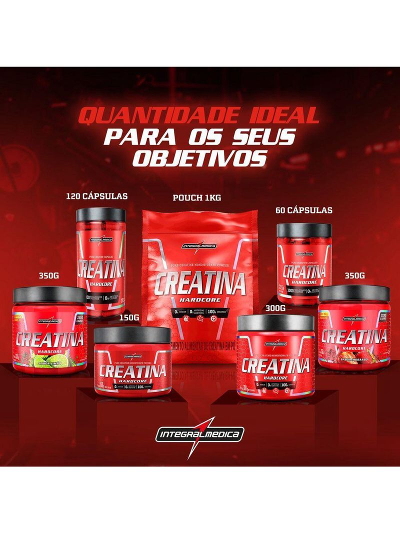 Creatina Hardcore Integralmédica Com Sabor 350g Morango