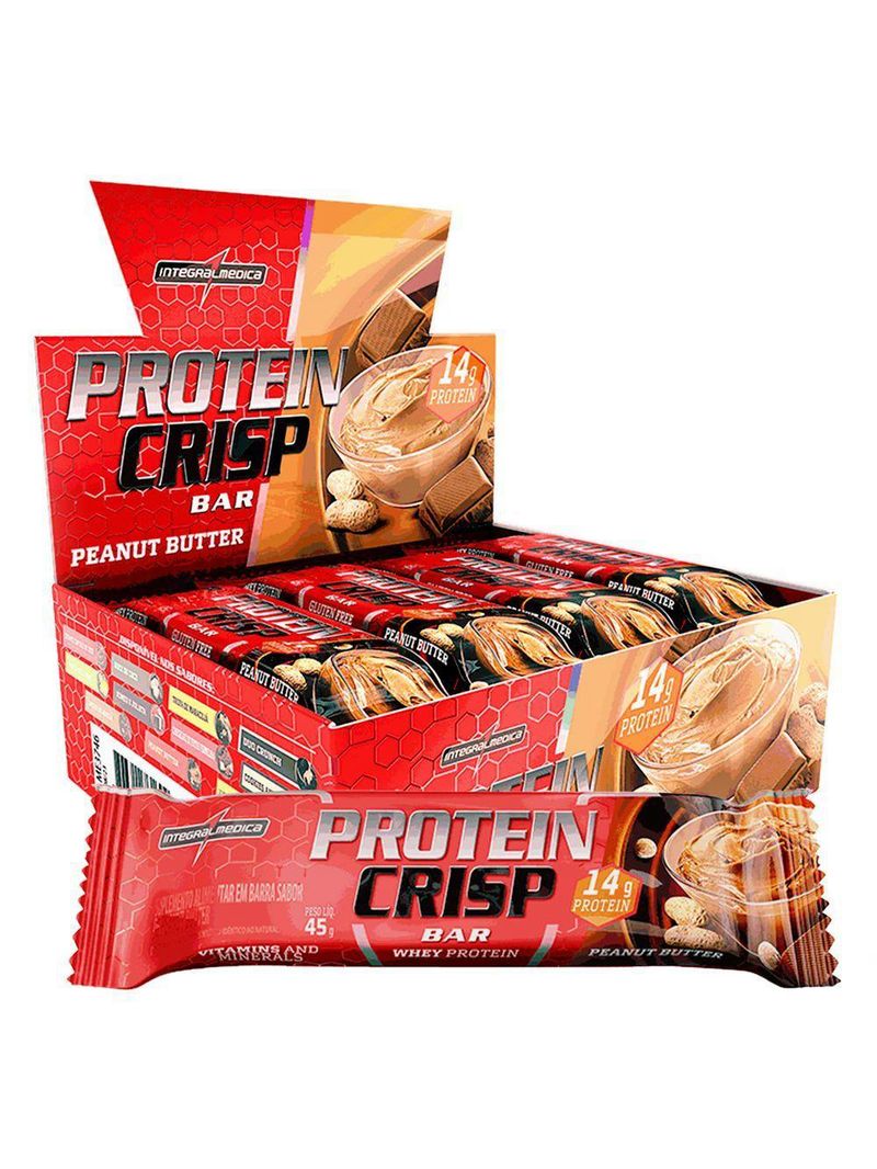 Barra Proteína Whey Crisp Bar 12 Unidades - Integralmedica Peanut Butter