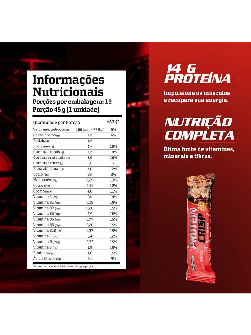 Barra Proteína Whey Crisp Bar 12 Unidades - Integralmedica Peanut Butter