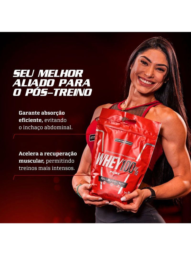 Proteína Concentrada Integralmedica Whey 100% Pure 900g Morango