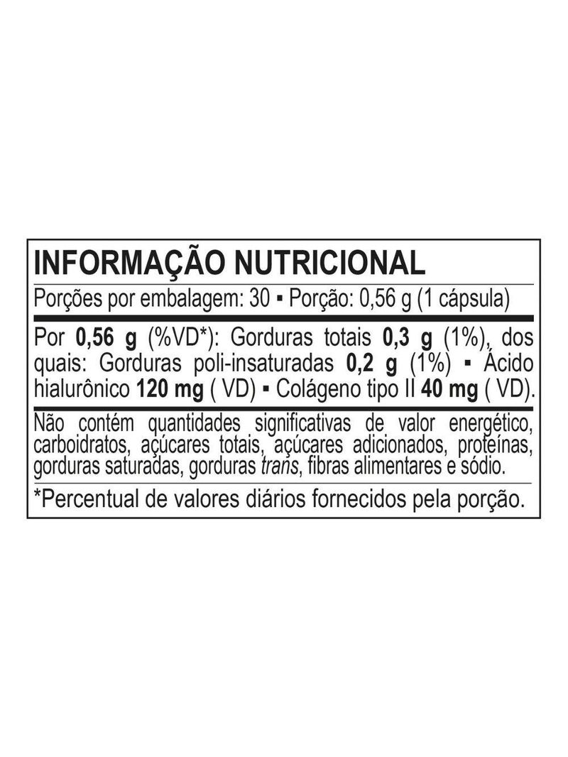 Colágeno Tipo 2 C- Acido Hialurônico Body Action 30 Cápsulas