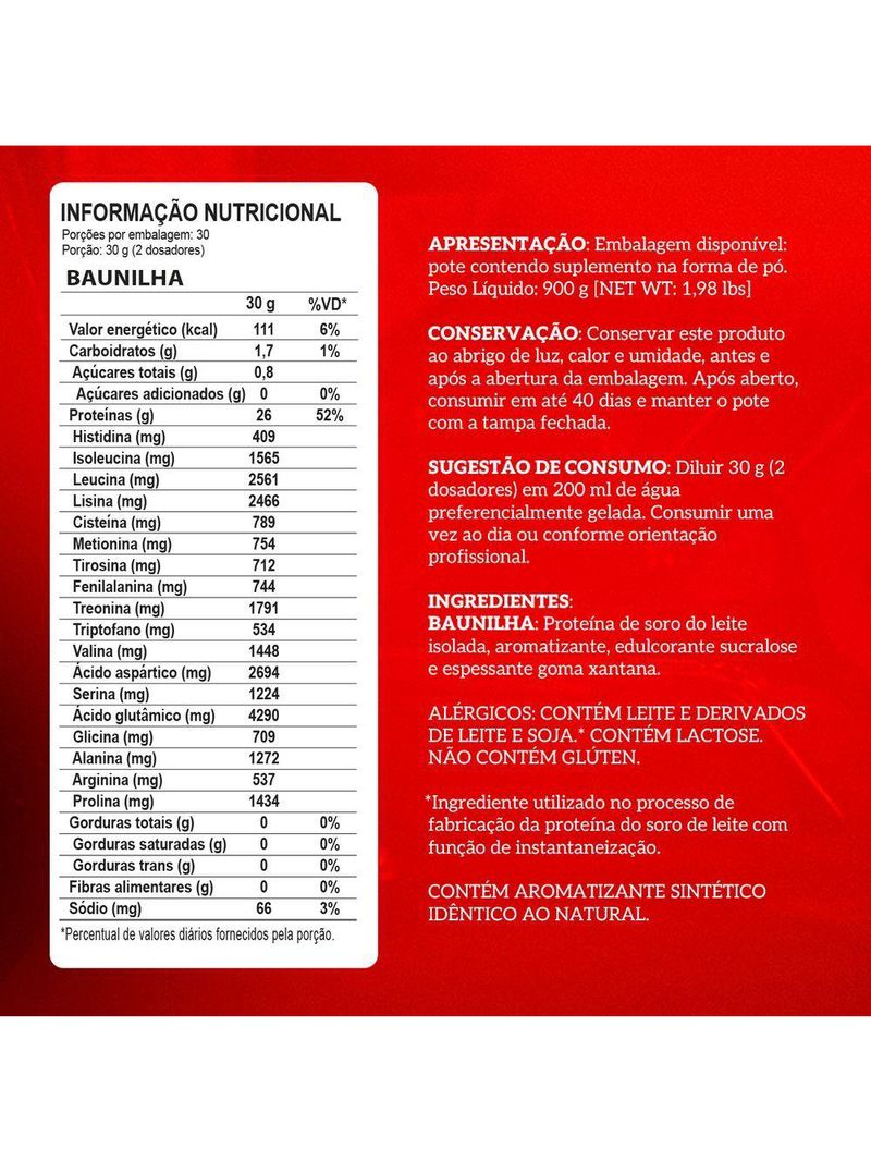 Whey Protein Integralmedica Iso Triple 900g Pote Baunilha