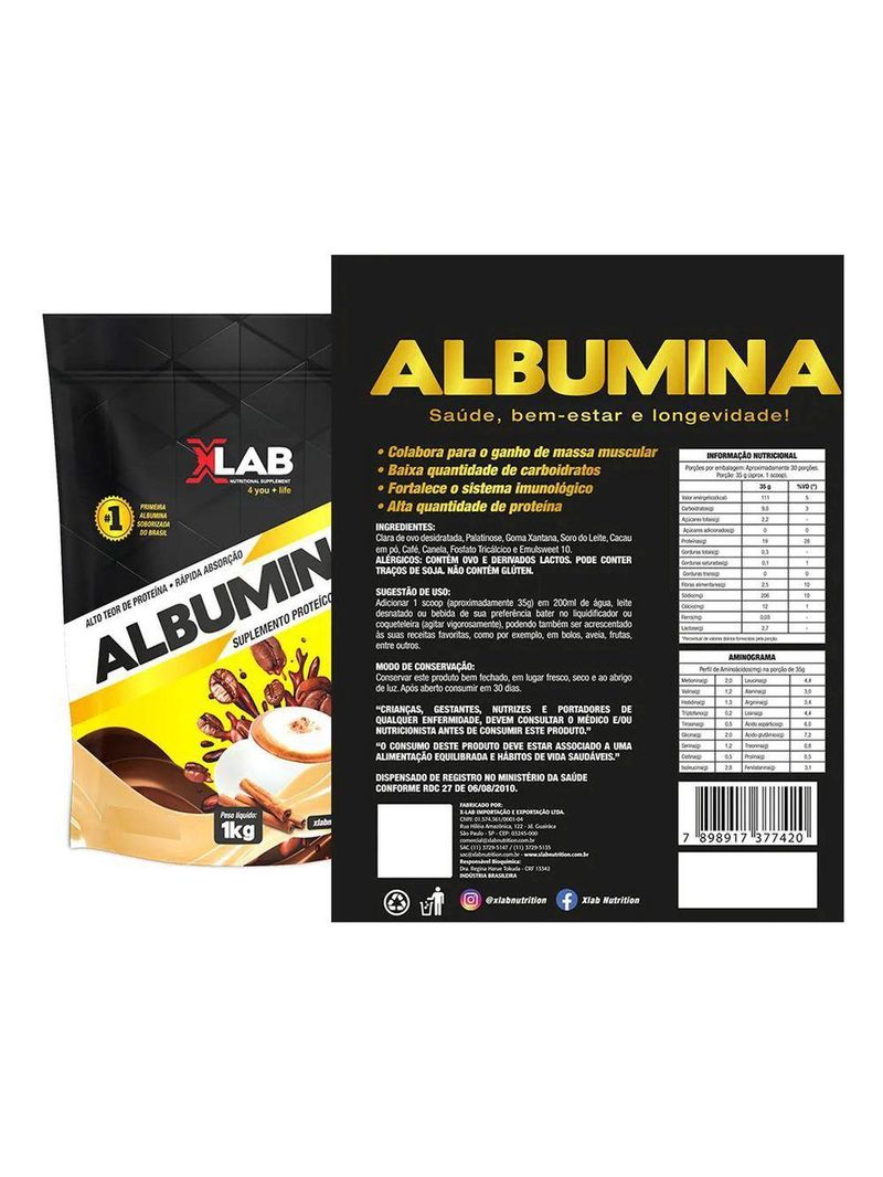 Albumina 1kg Sabor Creme De Avelã Nutelina X-lab