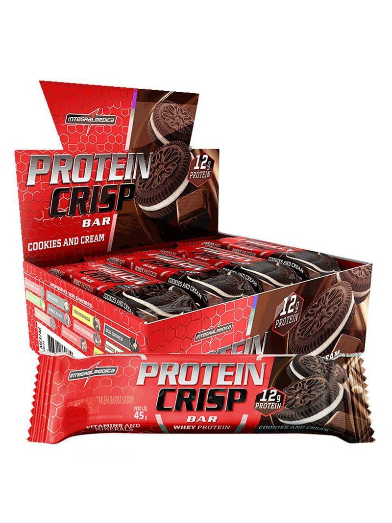 Barra Proteína Whey Crisp Bar 12 Unidades - Integralmedica Cookies And Cream