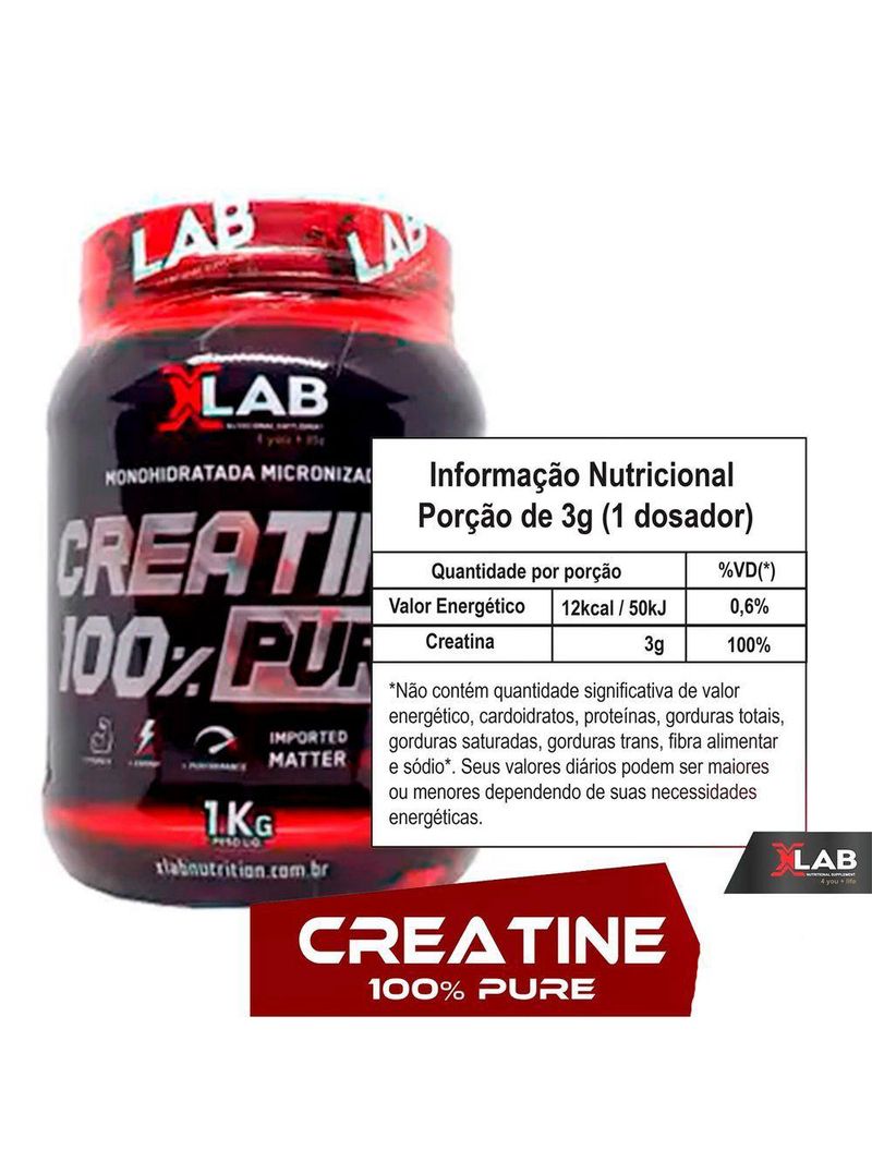 Creatina Monohidratada 1kg Sem Sabor X-lab Nutrition