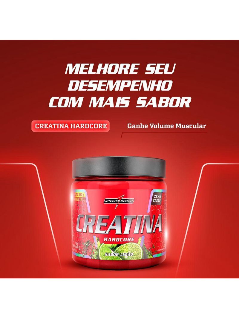 Creatina Hardcore Integralmédica Com Sabor 350g Limão