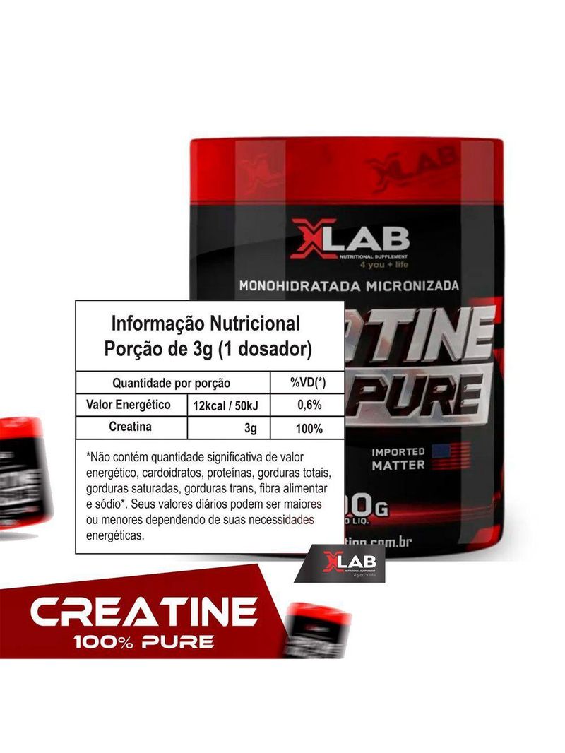 Creatina 100% Pura 300g Sem Sabor X-lab Nutrition