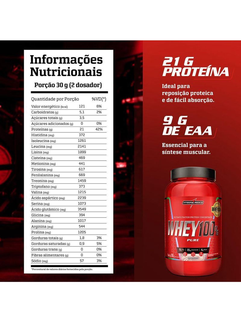 Whey 100% Pure 900g Integralmedica Morango