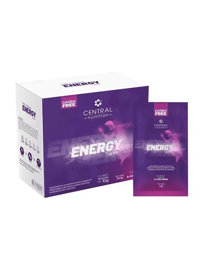 Suplemento Alimentar Energy Atp 10g 30 Sachês Com Hmb Creatina E Aminoácidos Limão Central Nutrition
