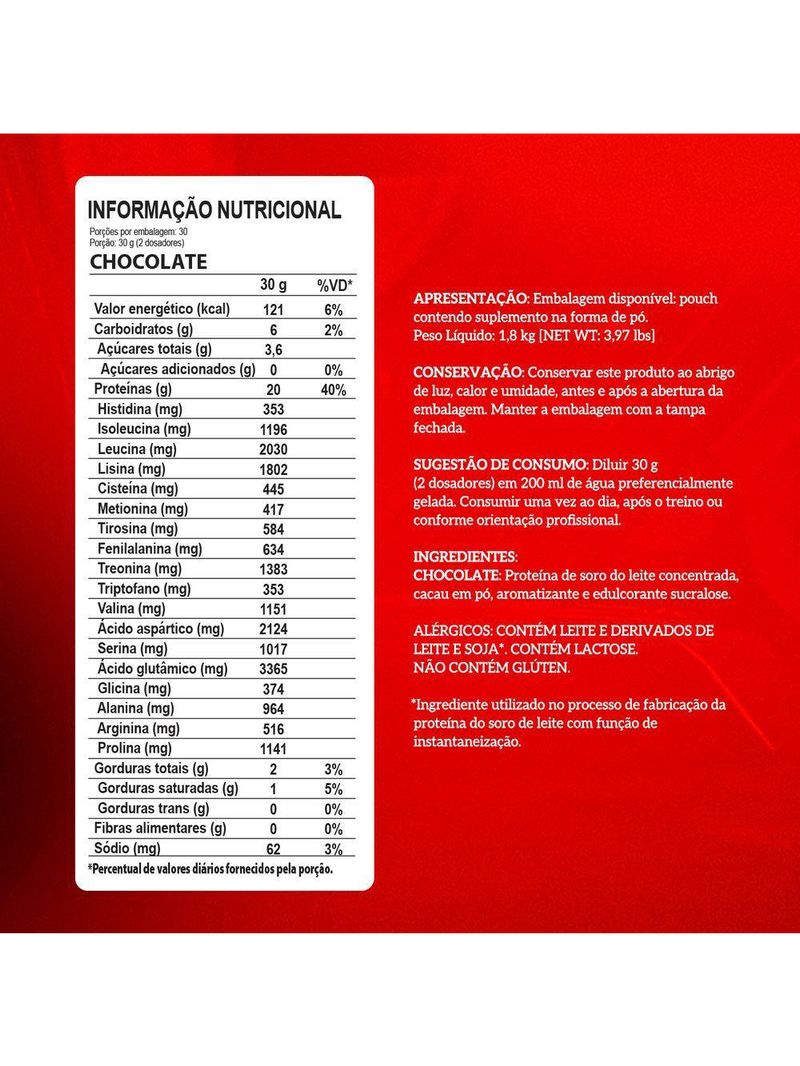 Whey 100% Pure 1,8kg Pouch Integralmedica Chocolate