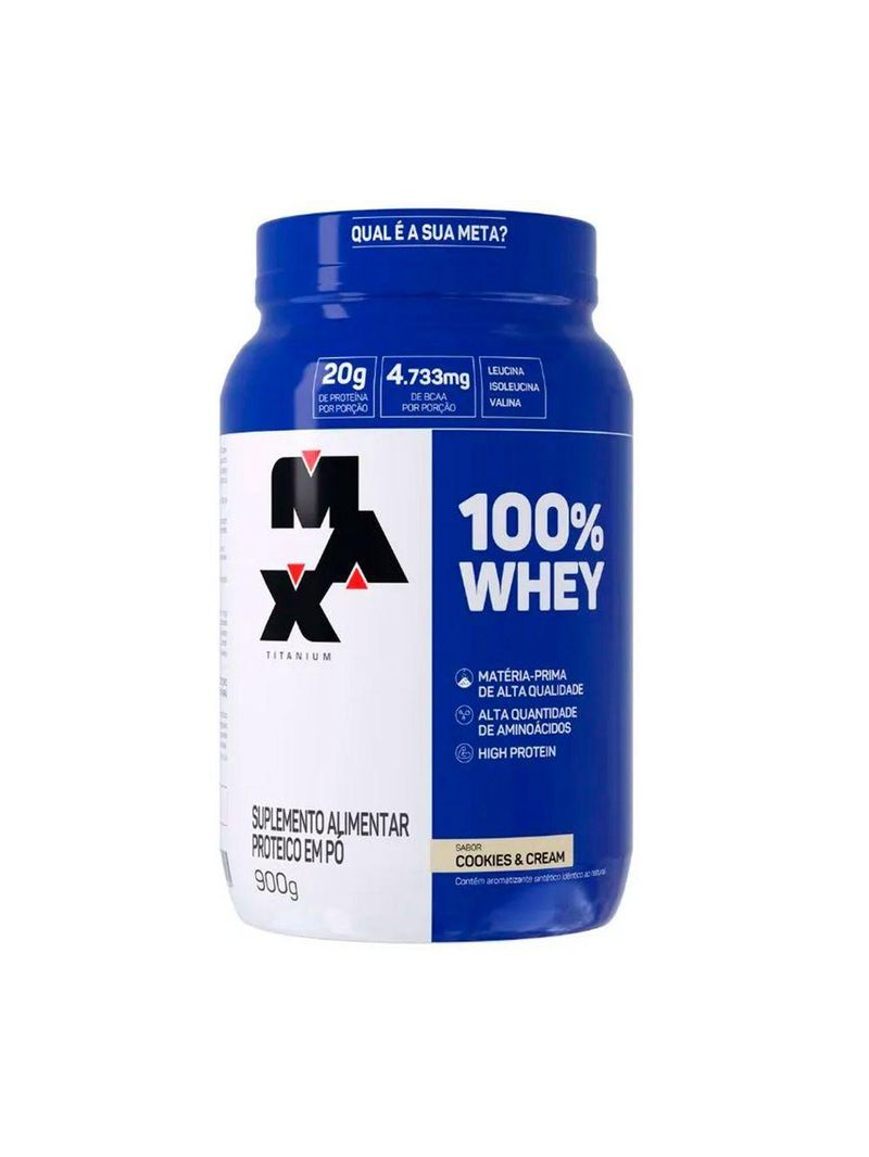 Whey Protein 100% Concentrado 900gr Cookies Max Titanium