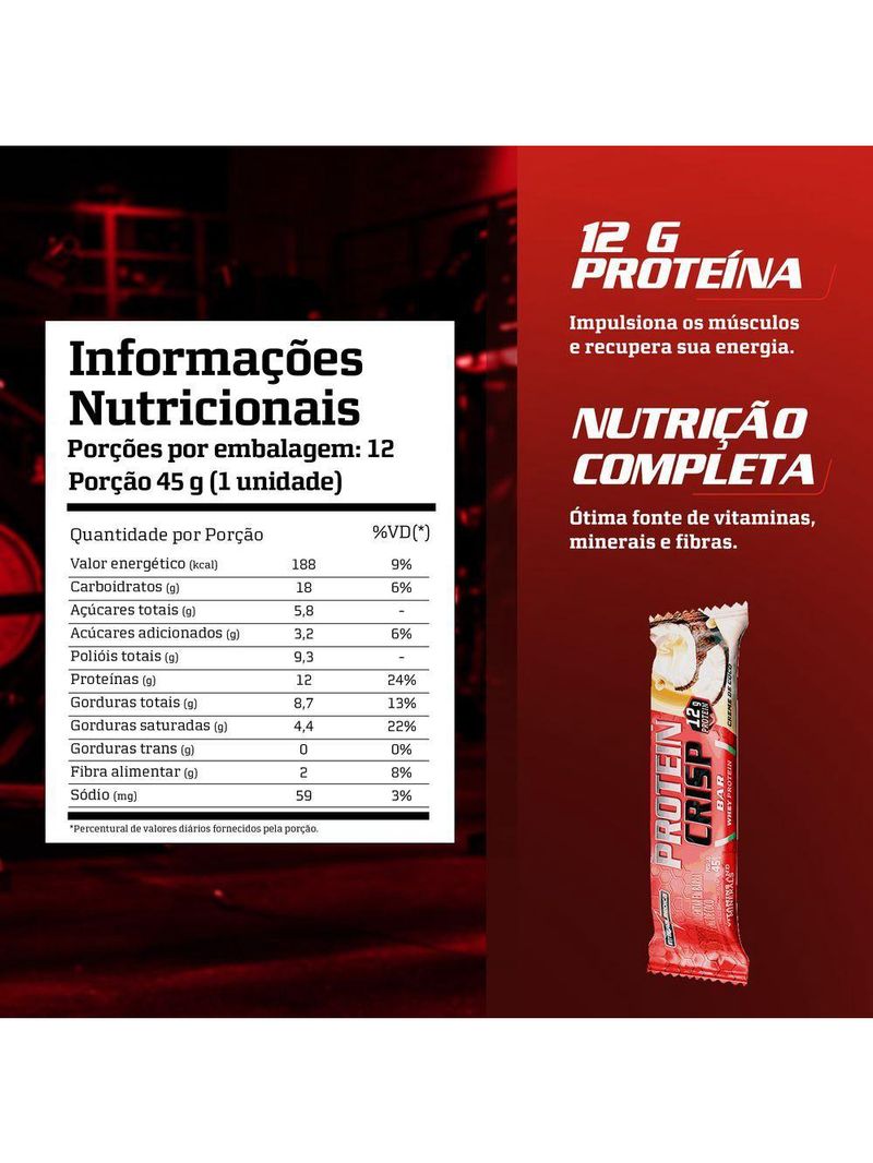 Barra Proteína Whey Crisp Bar 12 Unidades - Integralmedica Creme De Coco