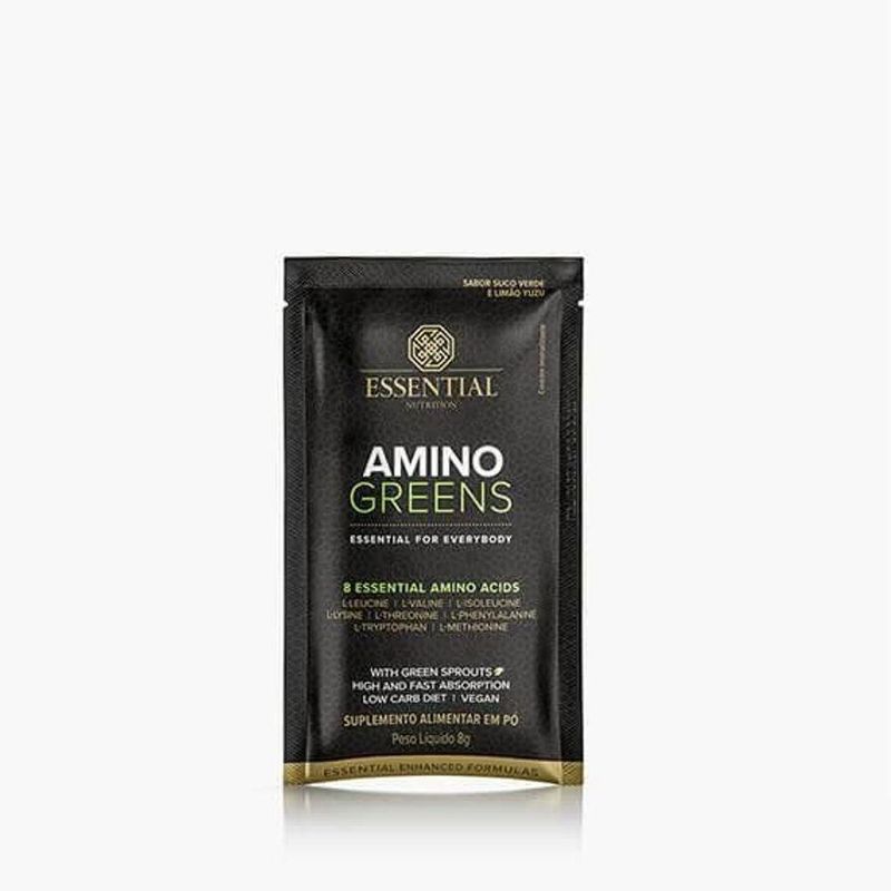 Alimentar em Pó Essential Nutrition Amino Greens para Recuperação Muscular Sachê 8G