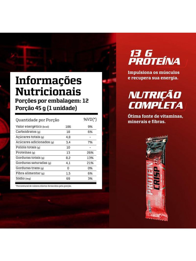Barra Proteína Whey Crisp Bar 12 Unidades - Integralmedica Brownie De Chocolate