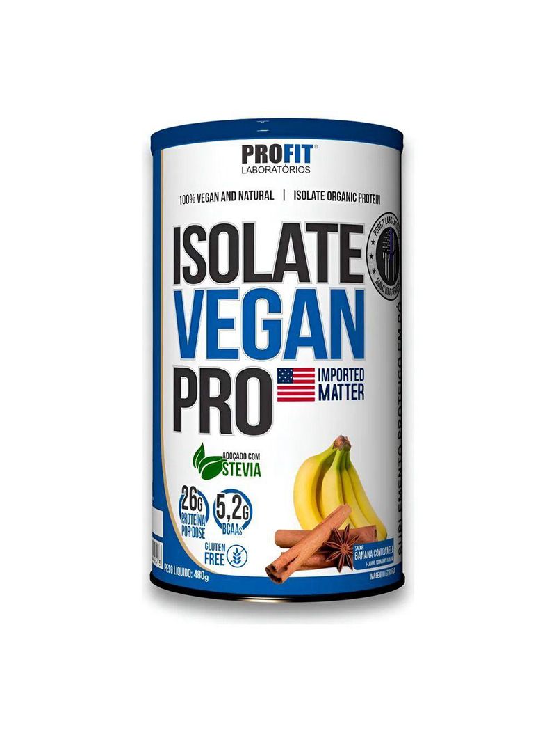 Proteína Isolate Vegan Pro 480g Banana Com Canela Profit