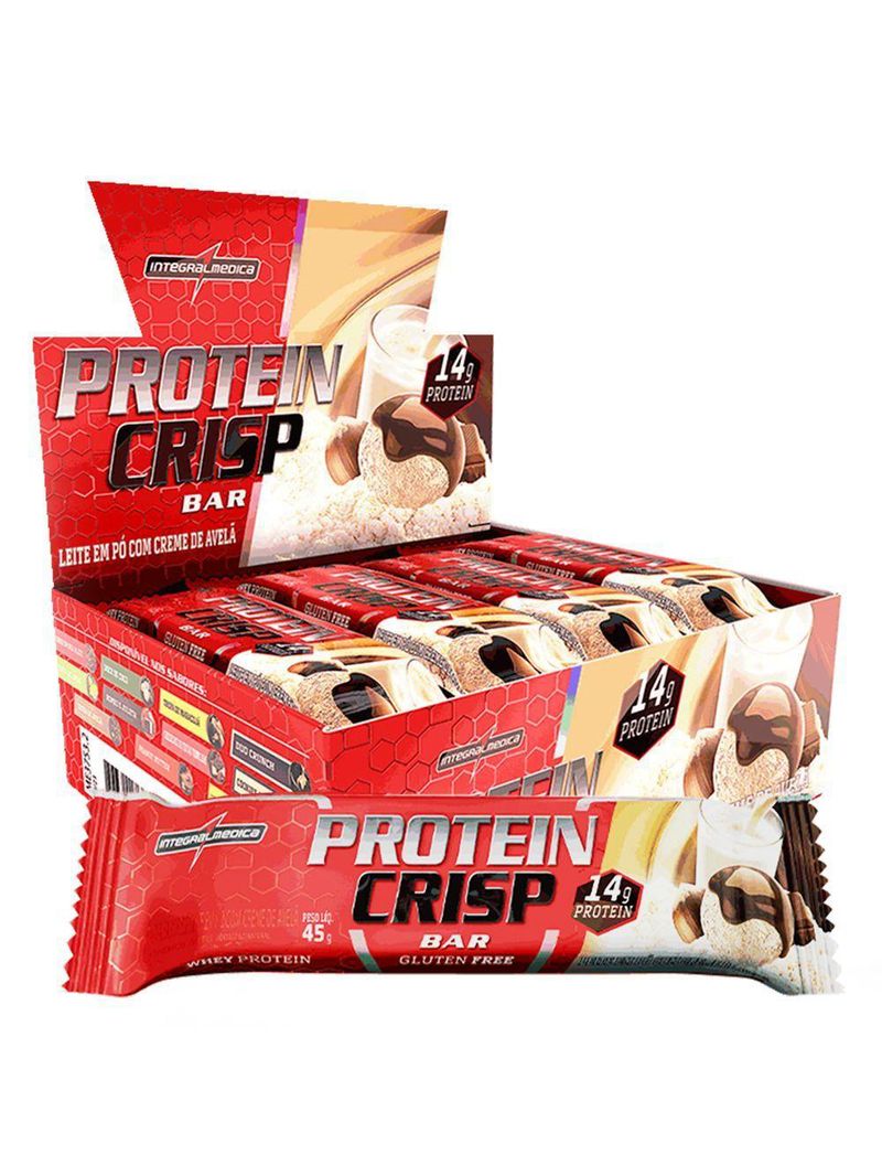 Barra Proteína Whey Crisp Bar 12 Unidades - Integralmedica Leite Niño Com Creme De Avelã