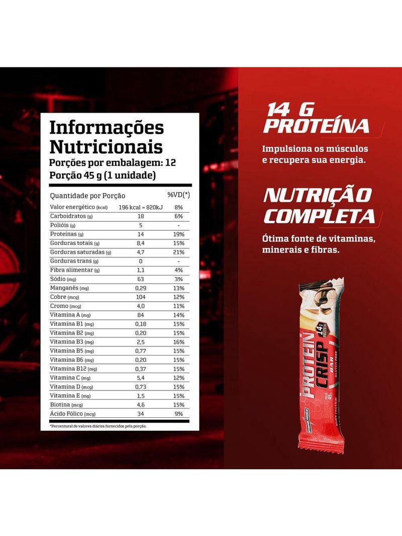 Barra Proteína Whey Crisp Bar 12 Unidades - Integralmedica Leite Niño Com Creme De Avelã