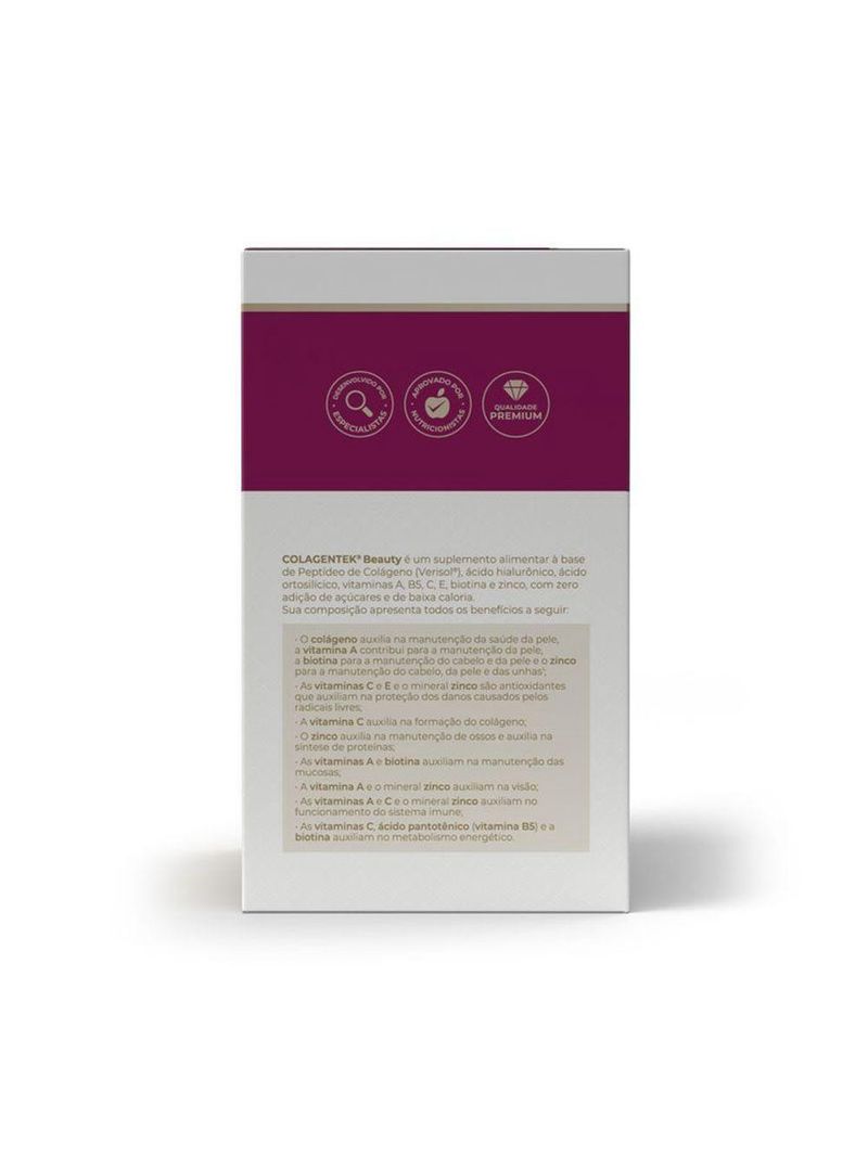 Colagentek Vitafor Beauty 30 Sachês Colágeno Para Pele E Unhas Sabor Abacaxi Com Hortelã