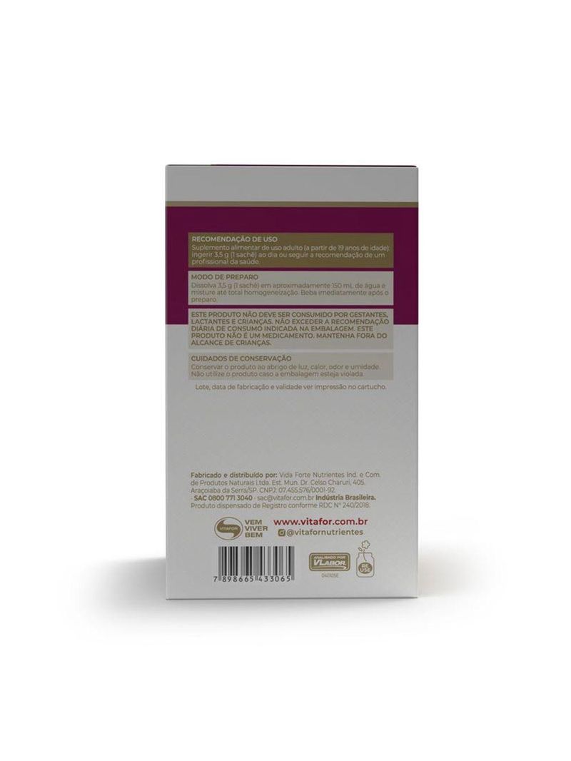 Colagentek Vitafor Beauty 30 Sachês Colágeno Para Pele E Unhas Sabor Abacaxi Com Hortelã