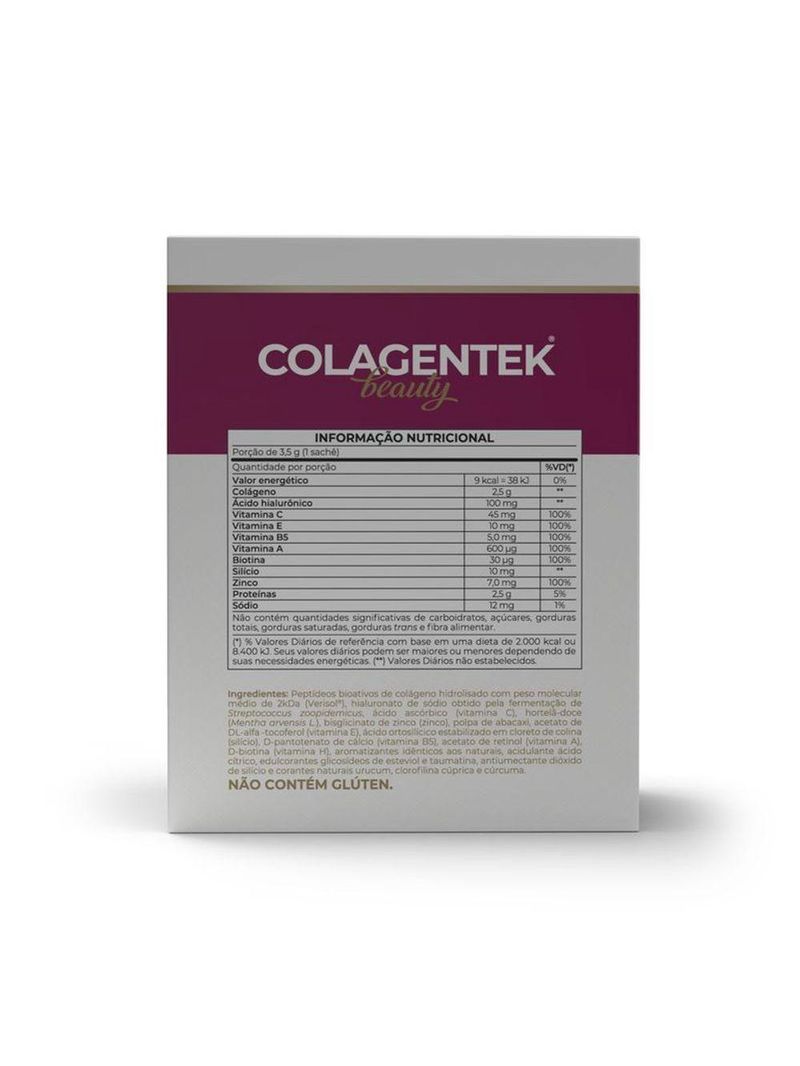 Colagentek Vitafor Beauty 30 Sachês Colágeno Para Pele E Unhas Sabor Abacaxi Com Hortelã