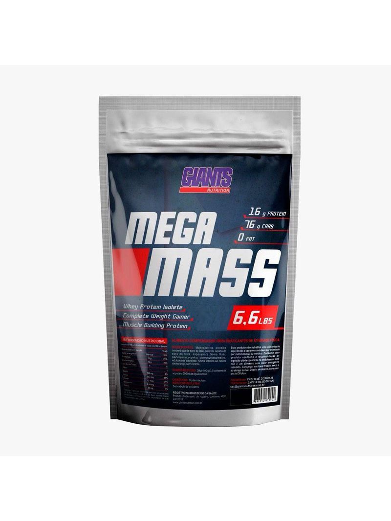Hipercalórico Mega Mass Morango 3kg Giants Nutrition