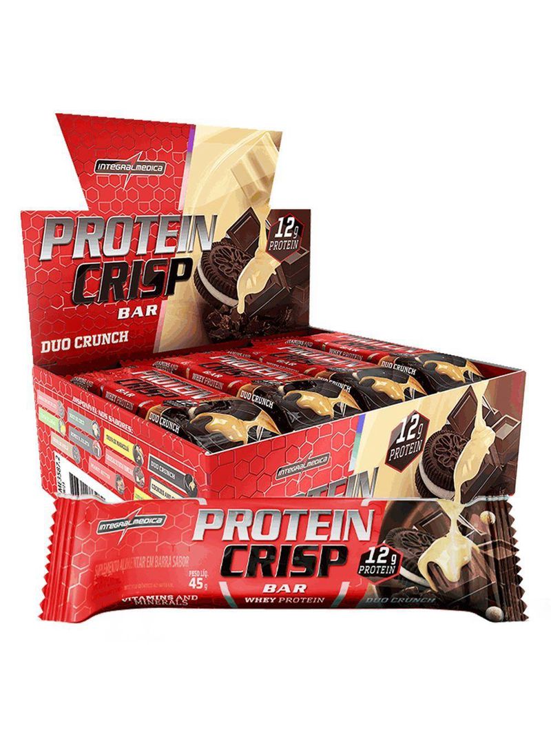 Barra Proteína Whey Crisp Bar 12 Unidades - Integralmedica Duo Crunch