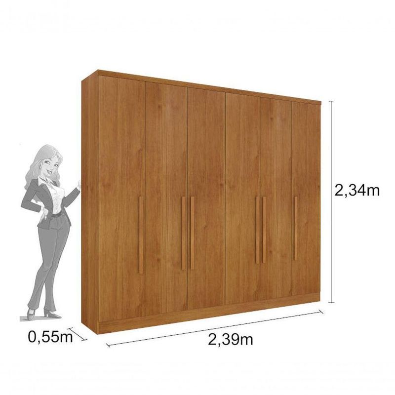 Guarda Roupa Casal Grande 6 Portas 2,39m - Veneza-cinamomo - Tcil Móveis