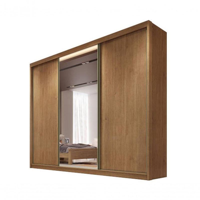 Guarda Roupa Casal Com 1 Porta Espelhada 6 Gavetas - Diamond-cumaru - Móveis Horizonte